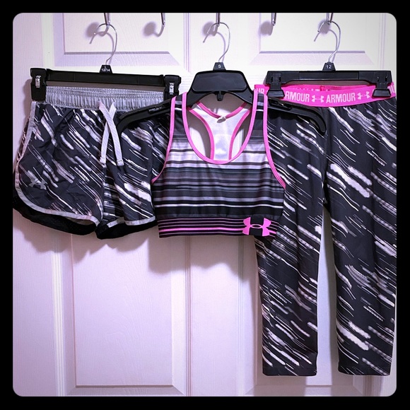Under Armour Other - 3 PC set Under Armour Shorts, Bra, Capris YMed